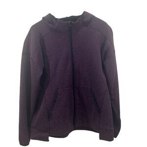 Champion Women L Hooded Coat Purple Long Sleeve Full Zip Pockets Some Spots